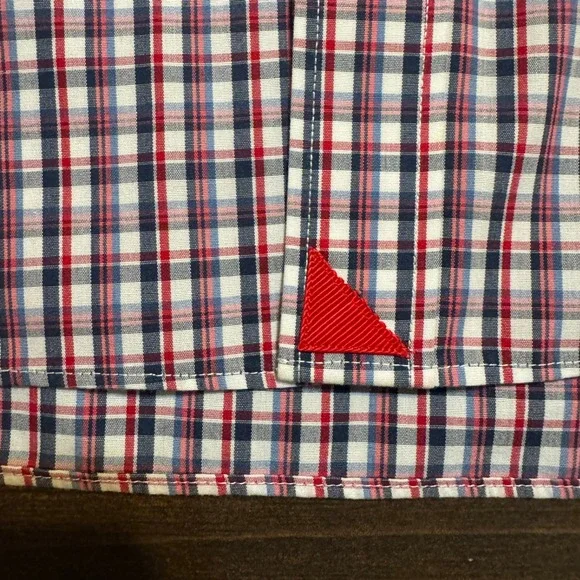 UNTUCKit Button Down Shirt Men's XXL Long Sleeve Red Blue Plaid Wrinkle Free